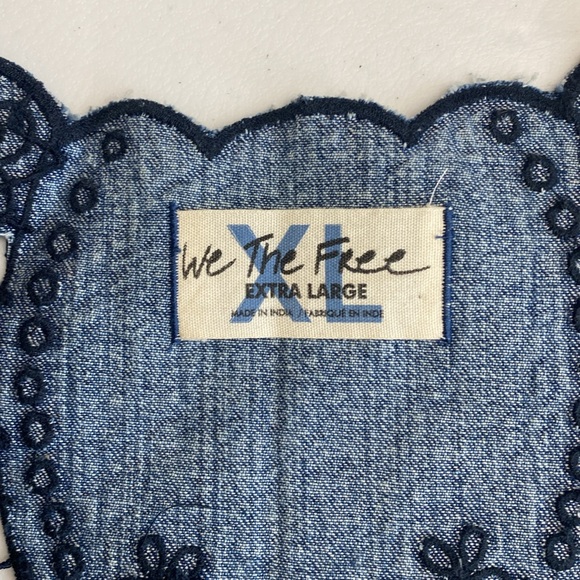 Free People Crown Jewel Denim Dress with Lace detail and scallop bottom hem, XL - Picture 8 of 17